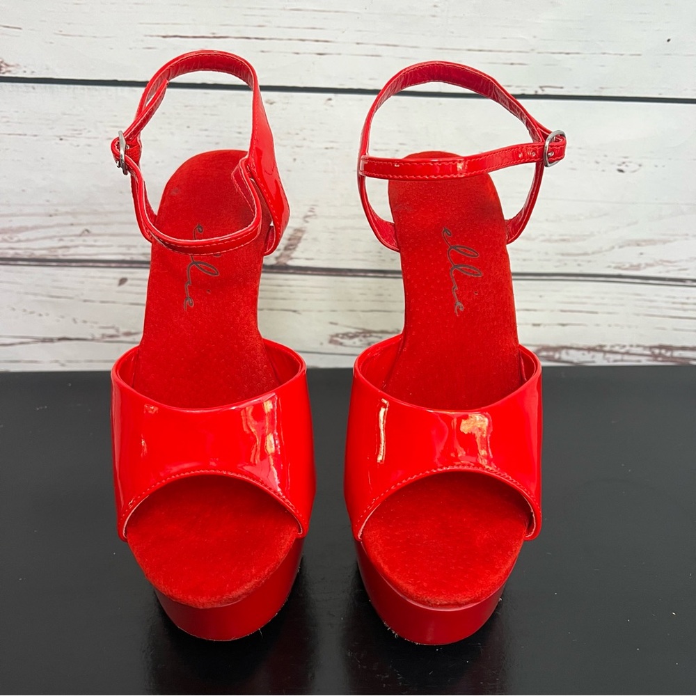 Ellie Red Platform Heels - Picture 4 of 16